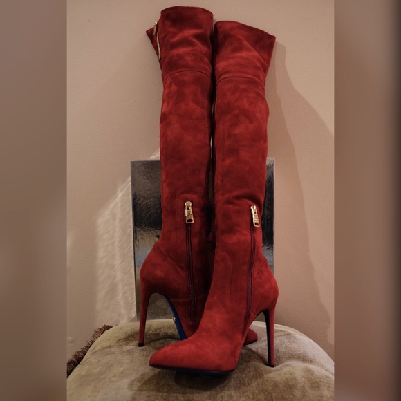 Tiziano Zorzan Shoes - NEW Tiriziano Zorzan ThighHigh Red Suede Boot 37.5